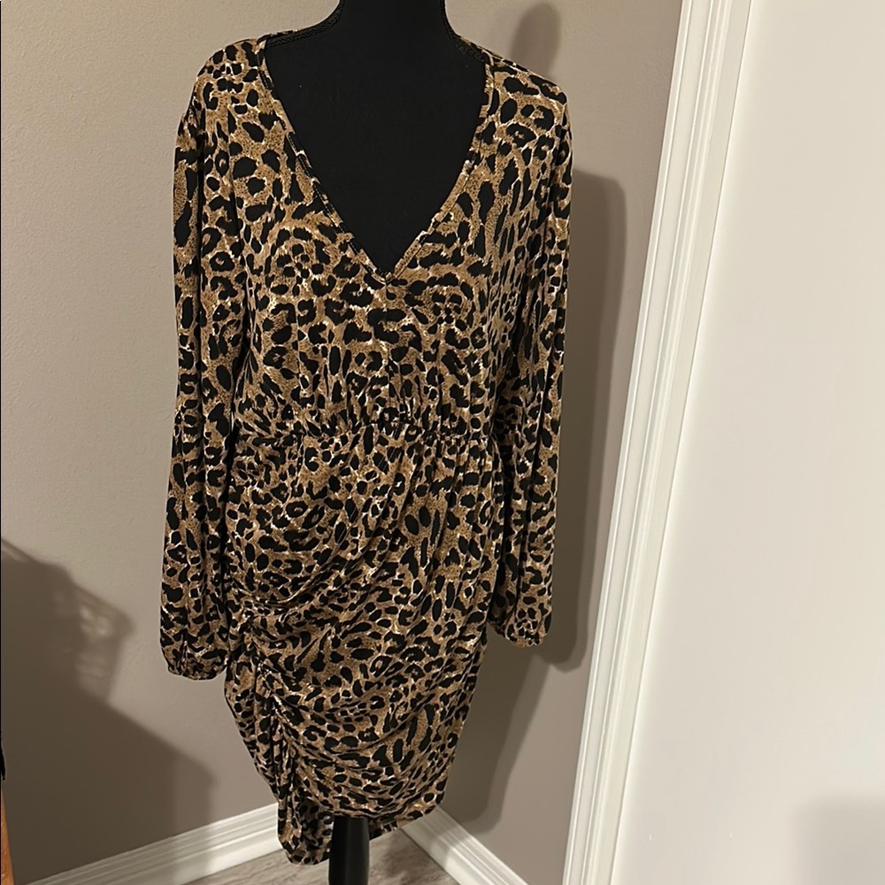 Leopard Print Long Sleeve Dress